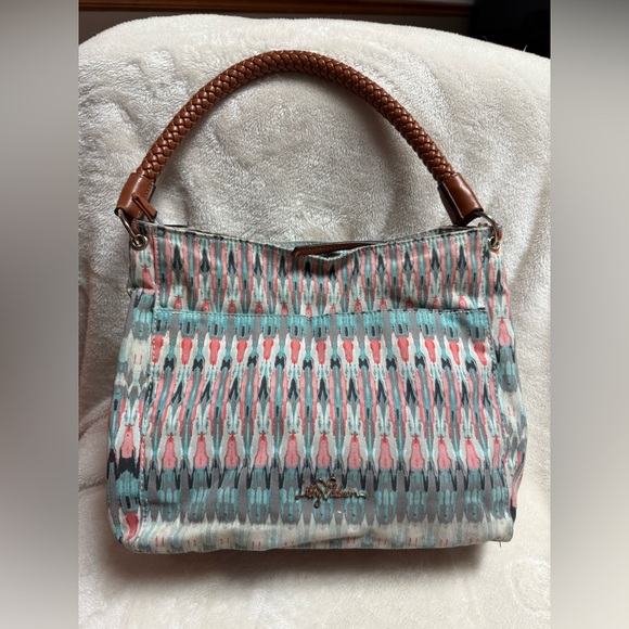 Libby Edelman Blue and Pink Patterned Shoulder Bag - Picture 1 of 8